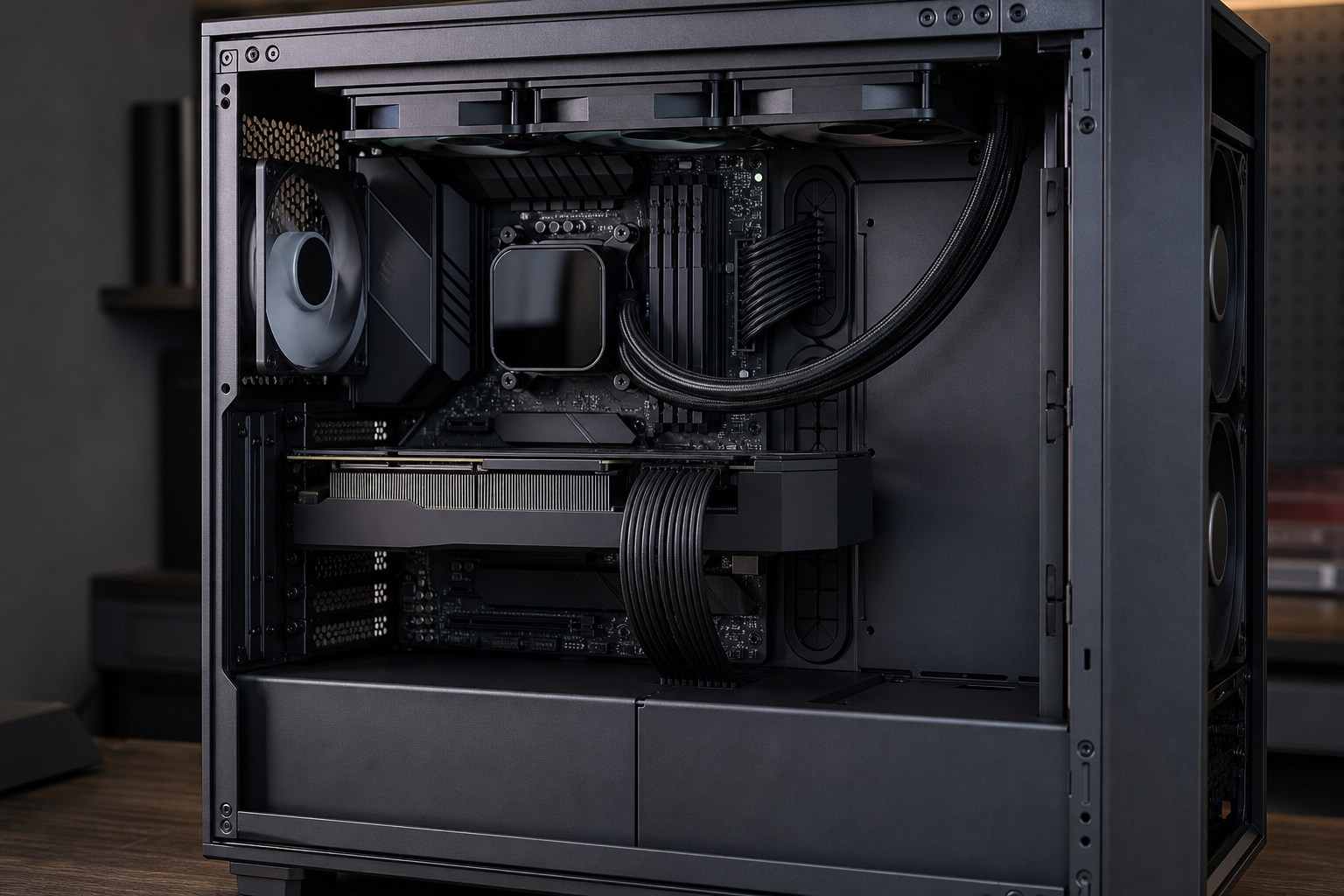 Câblage soigné à l'intérieur d'un boîtier PC